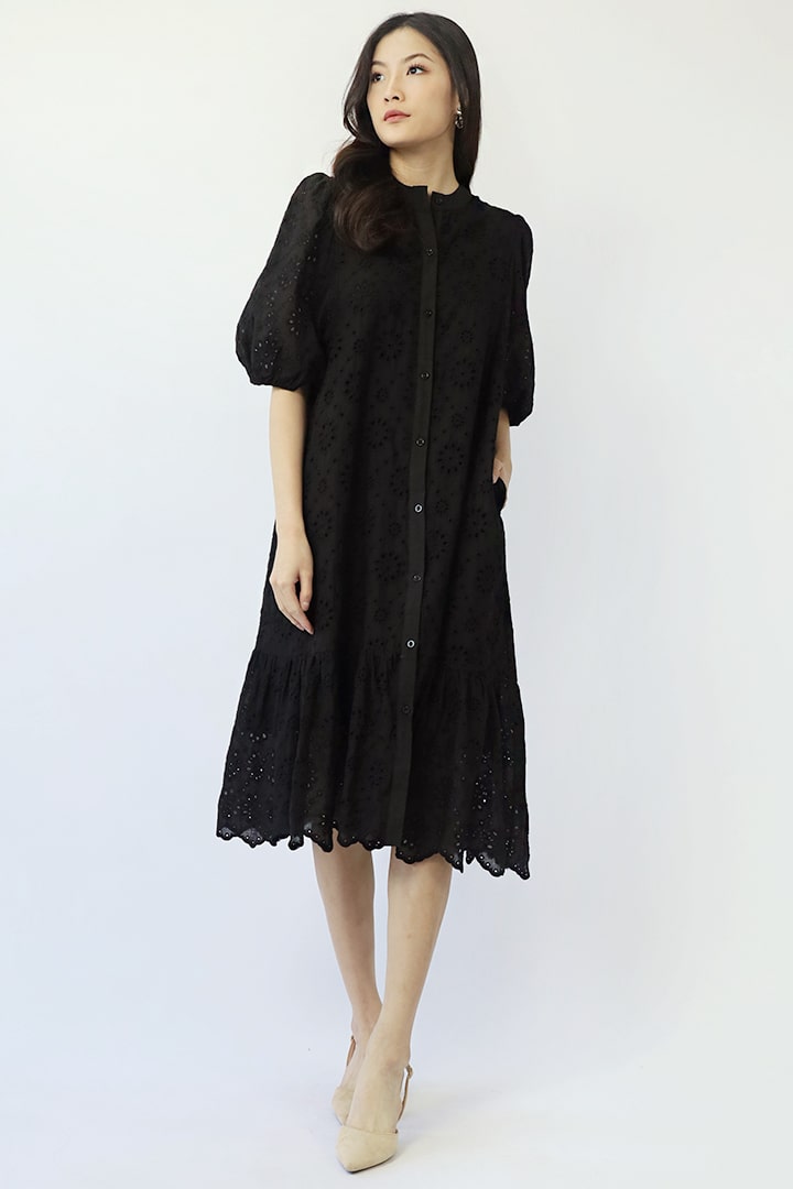 Esther Crochet Dress in Black