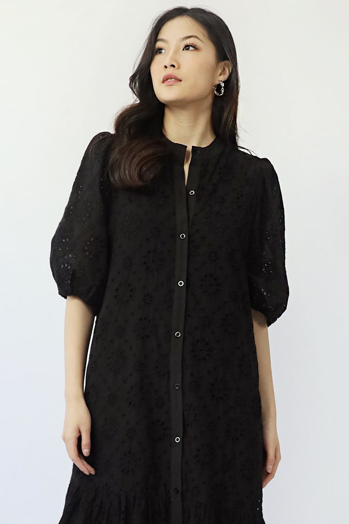 Esther Crochet Dress in Black