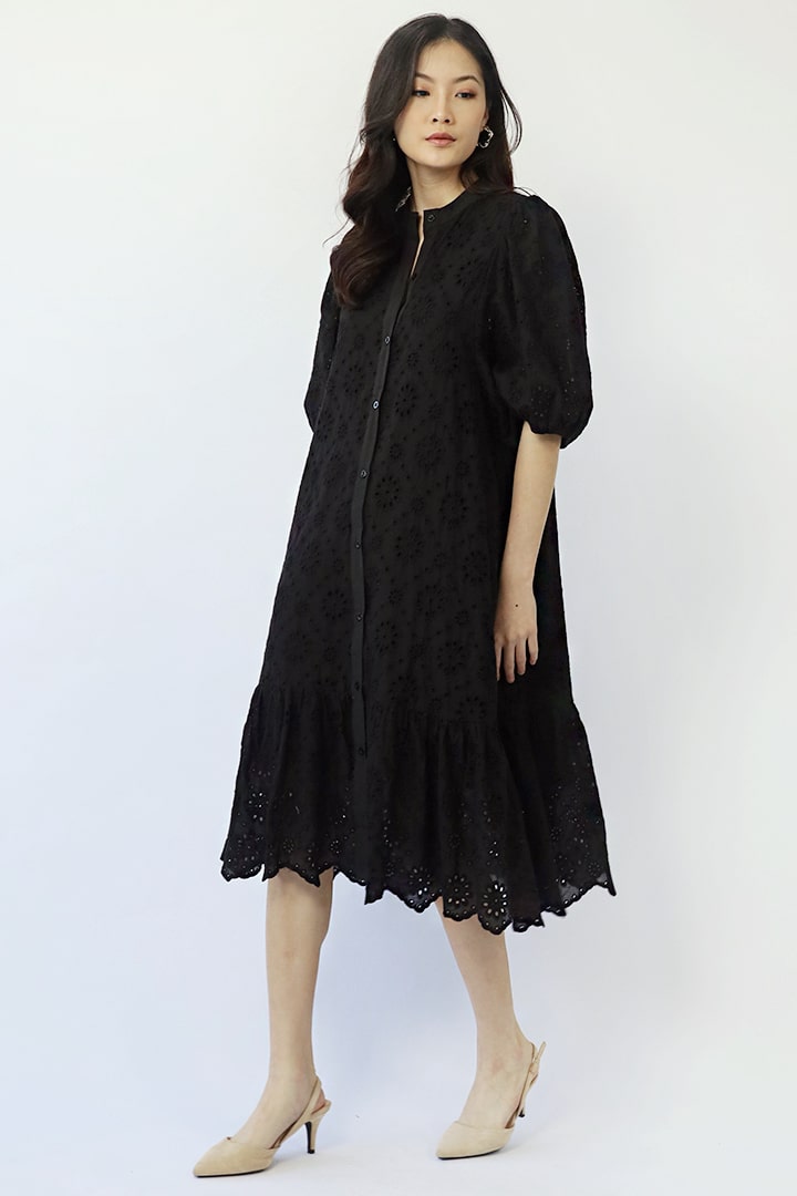 Esther Crochet Dress in Black