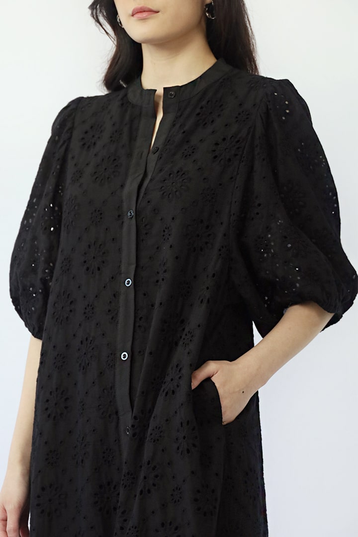 Esther Crochet Dress in Black