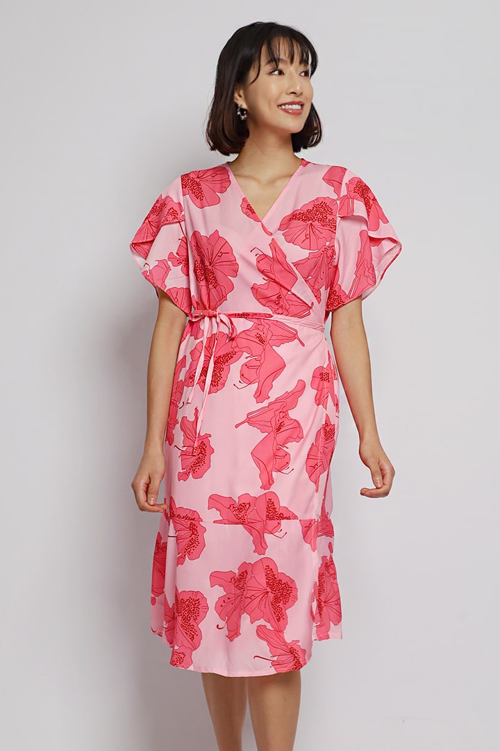 Meghan Wrap Dress in Pink