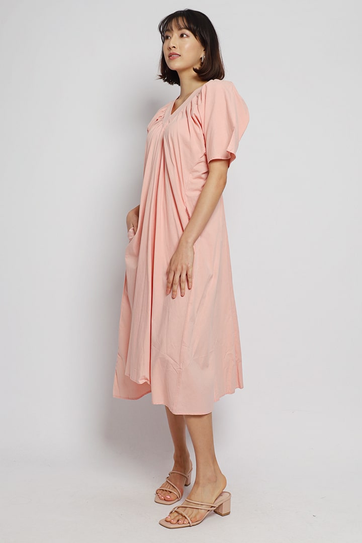 Whitney V Dress in Pastel Pink