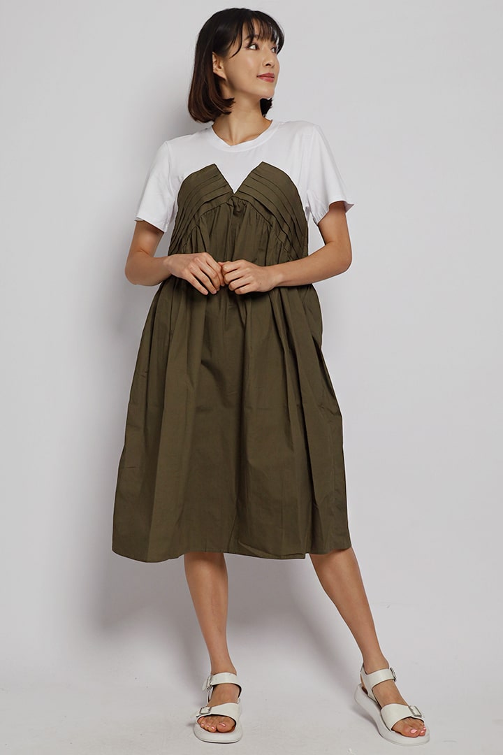 Debbie Colourblock Dress in Green