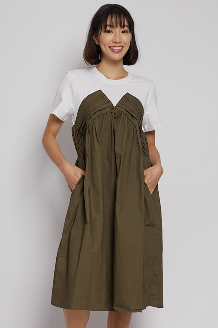 Debbie Colourblock Dress in Green