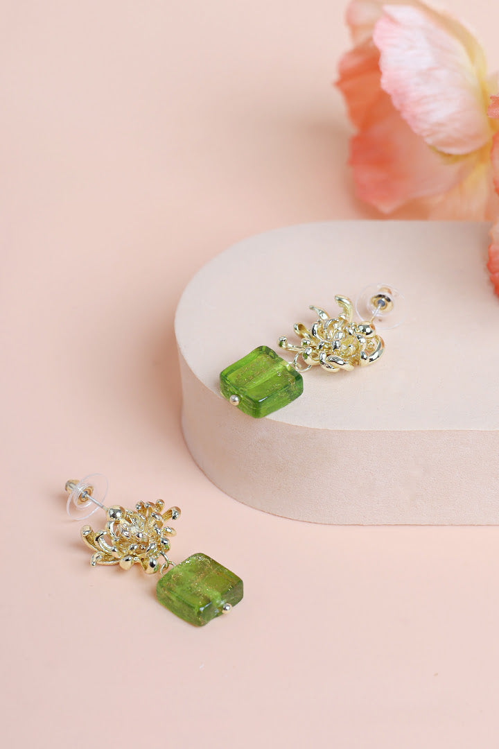 Chrysanthemum Jade Earrings