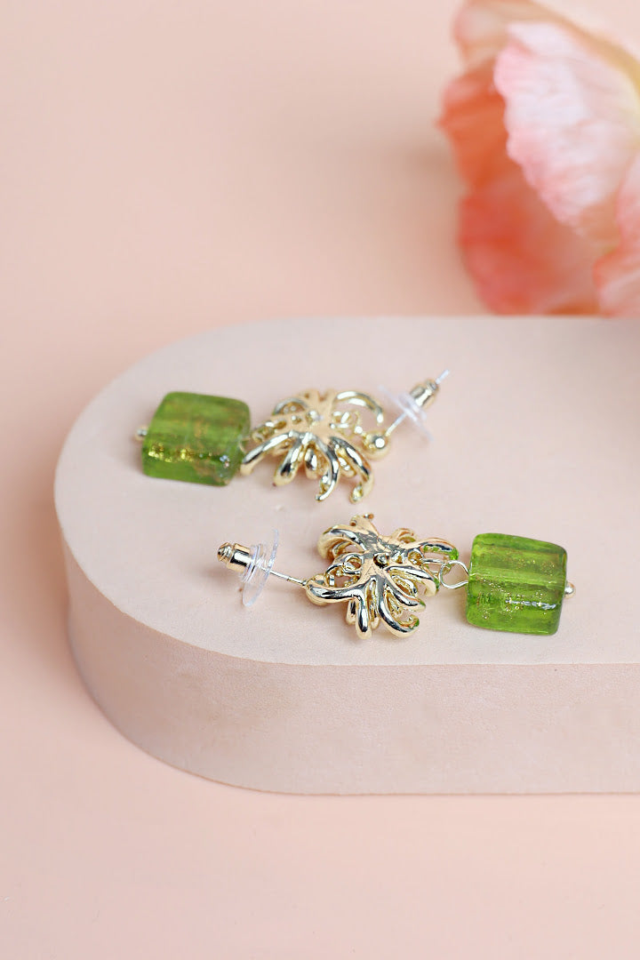 Chrysanthemum Jade Earrings