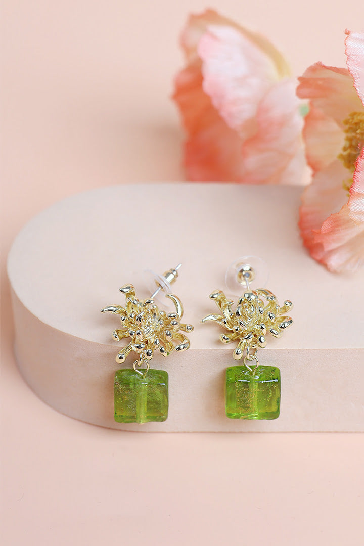 Chrysanthemum Jade Earrings