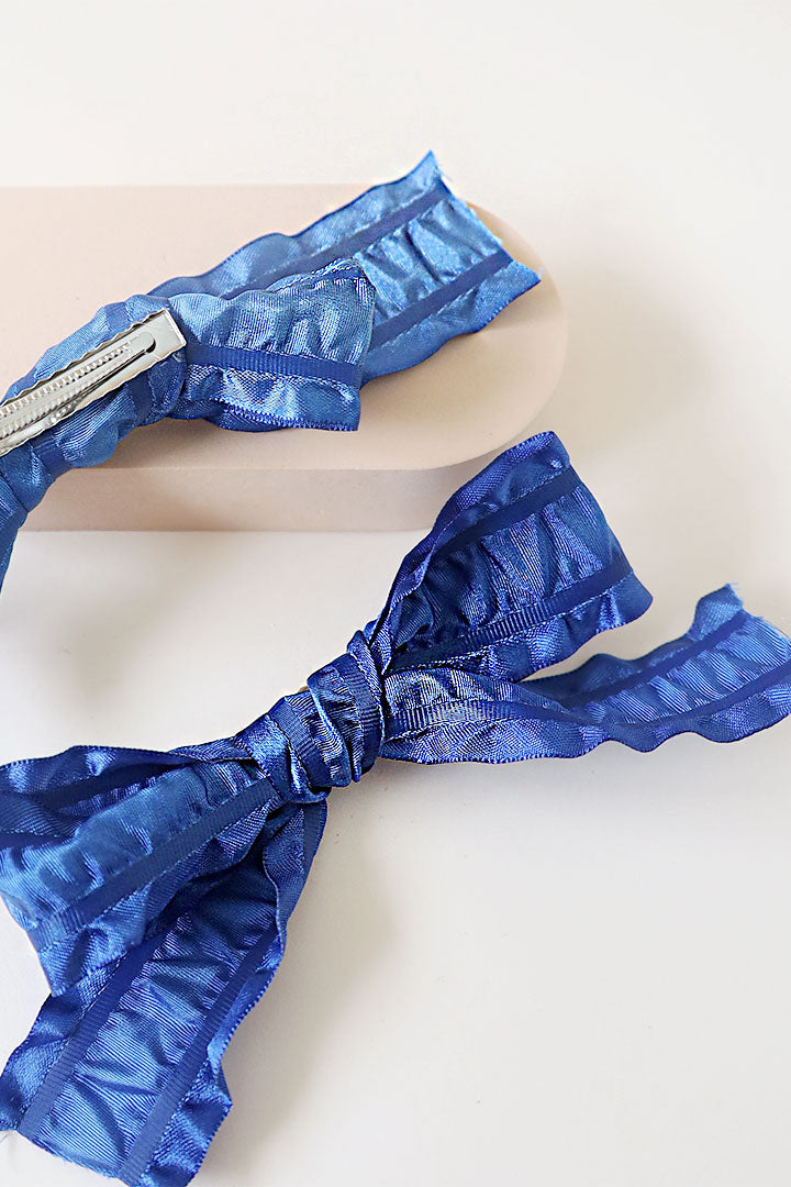 Blue Ribbon  Hair Clip