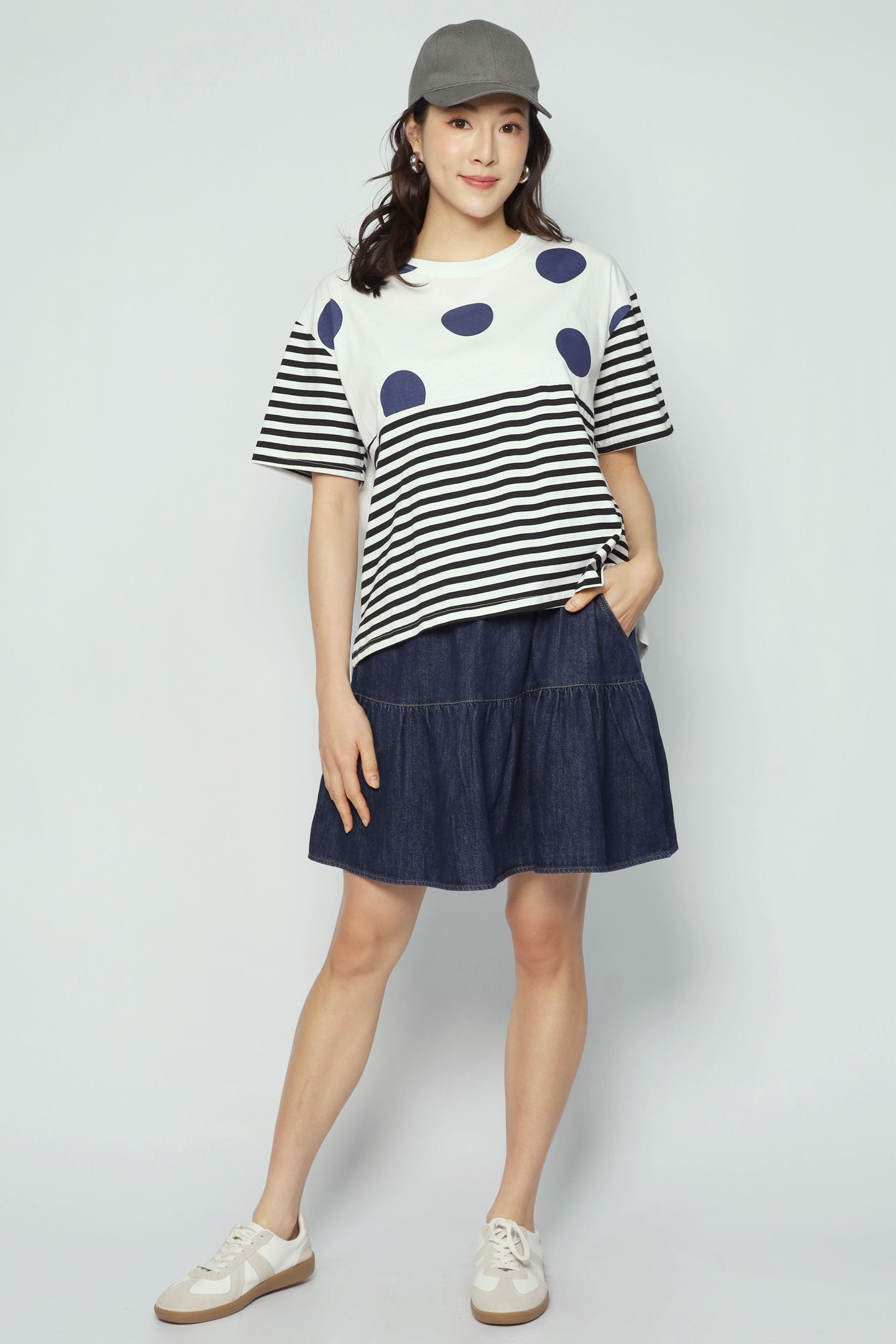 Irinia Polkadot Stripes Top