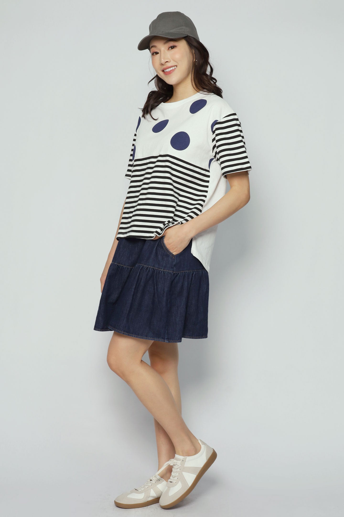 Irinia Polkadot Stripes Top