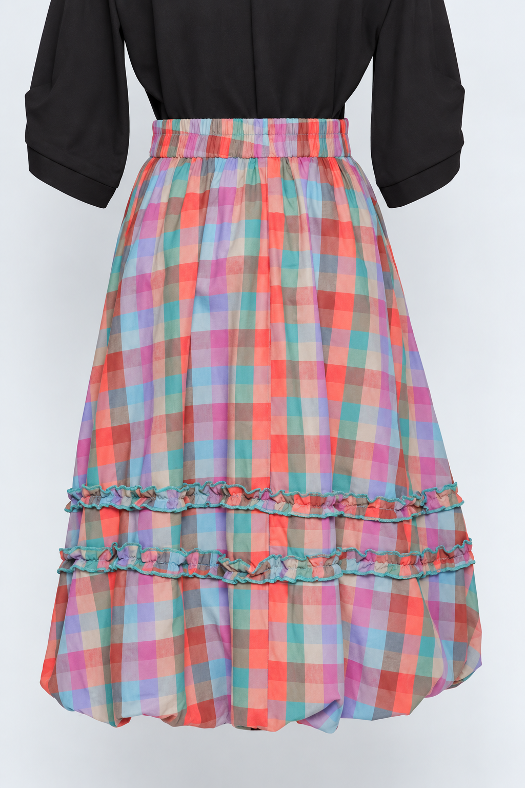 PO - Jewel Checkered Balloon Skirt
