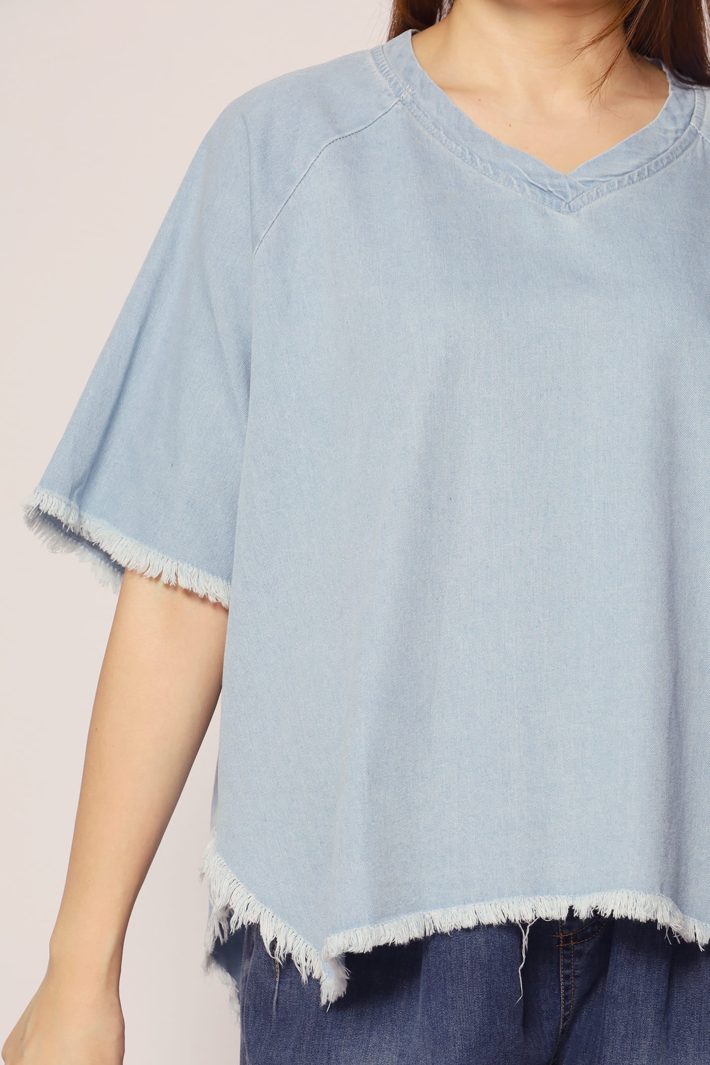 PO - Johan Fringe Top in Blue Denim