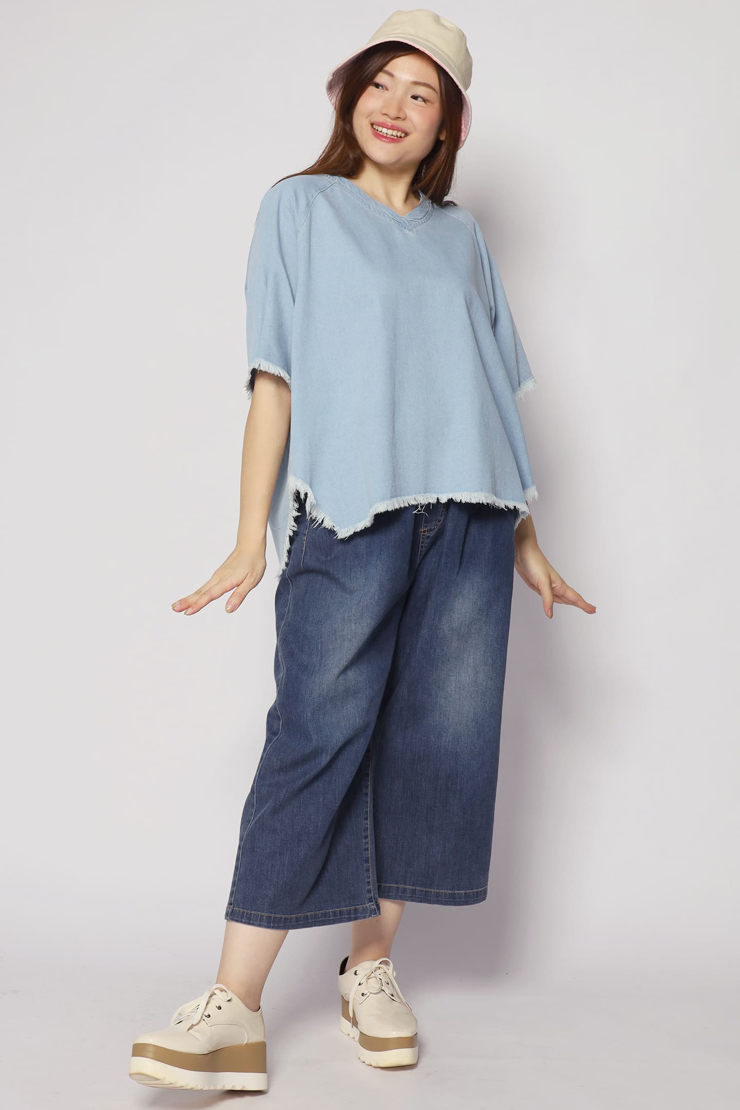 PO - Johan Fringe Top in Blue Denim