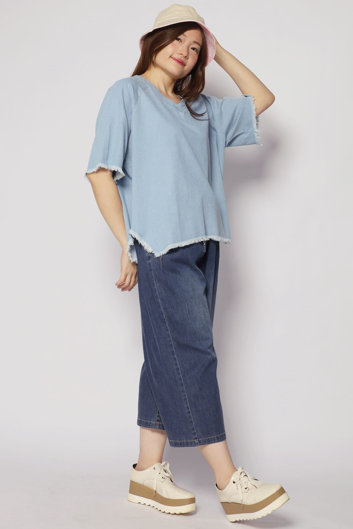 PO - Johan Fringe Top in Blue Denim