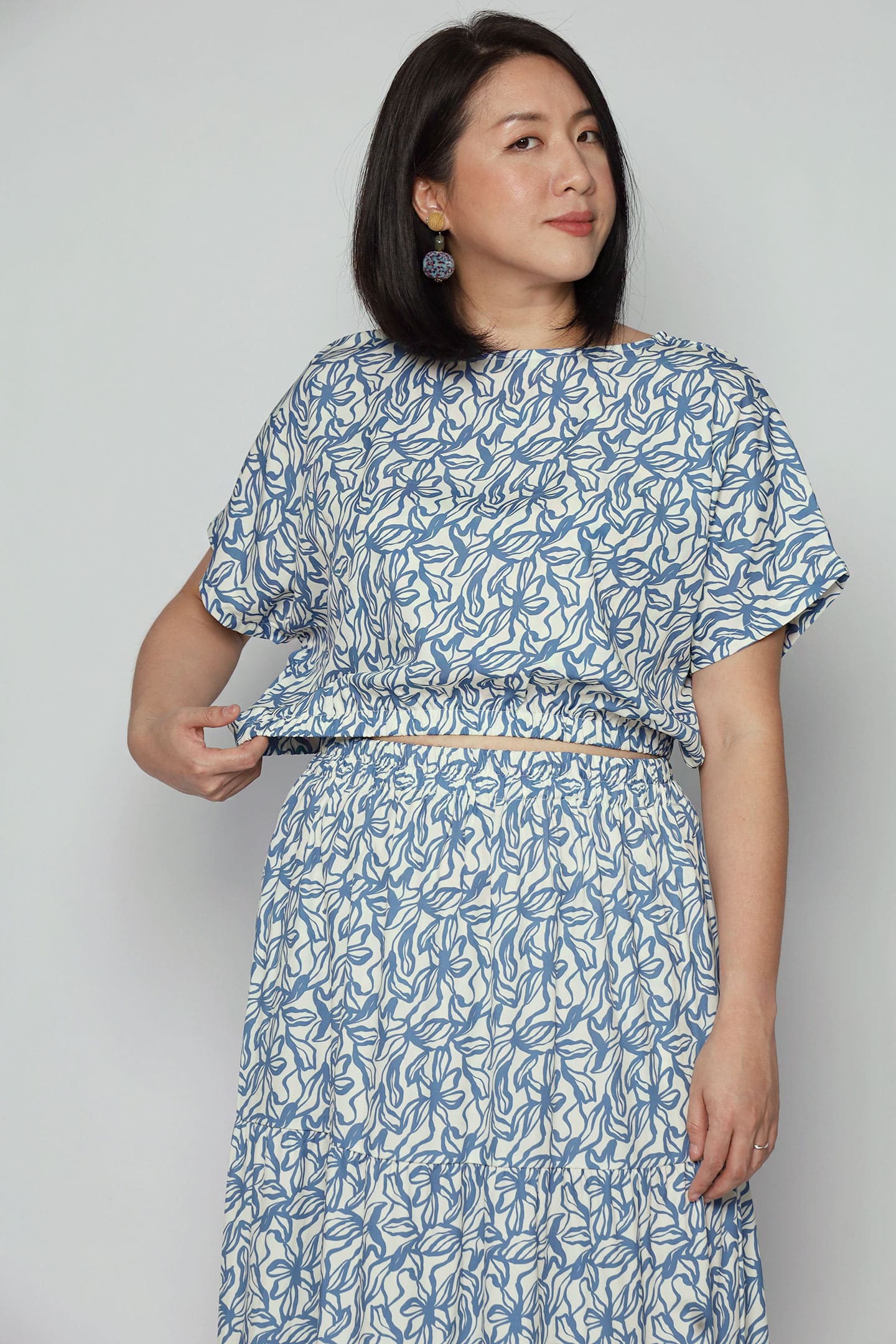 Jolin 2 in 1 Skirt Set in Blue Sketch