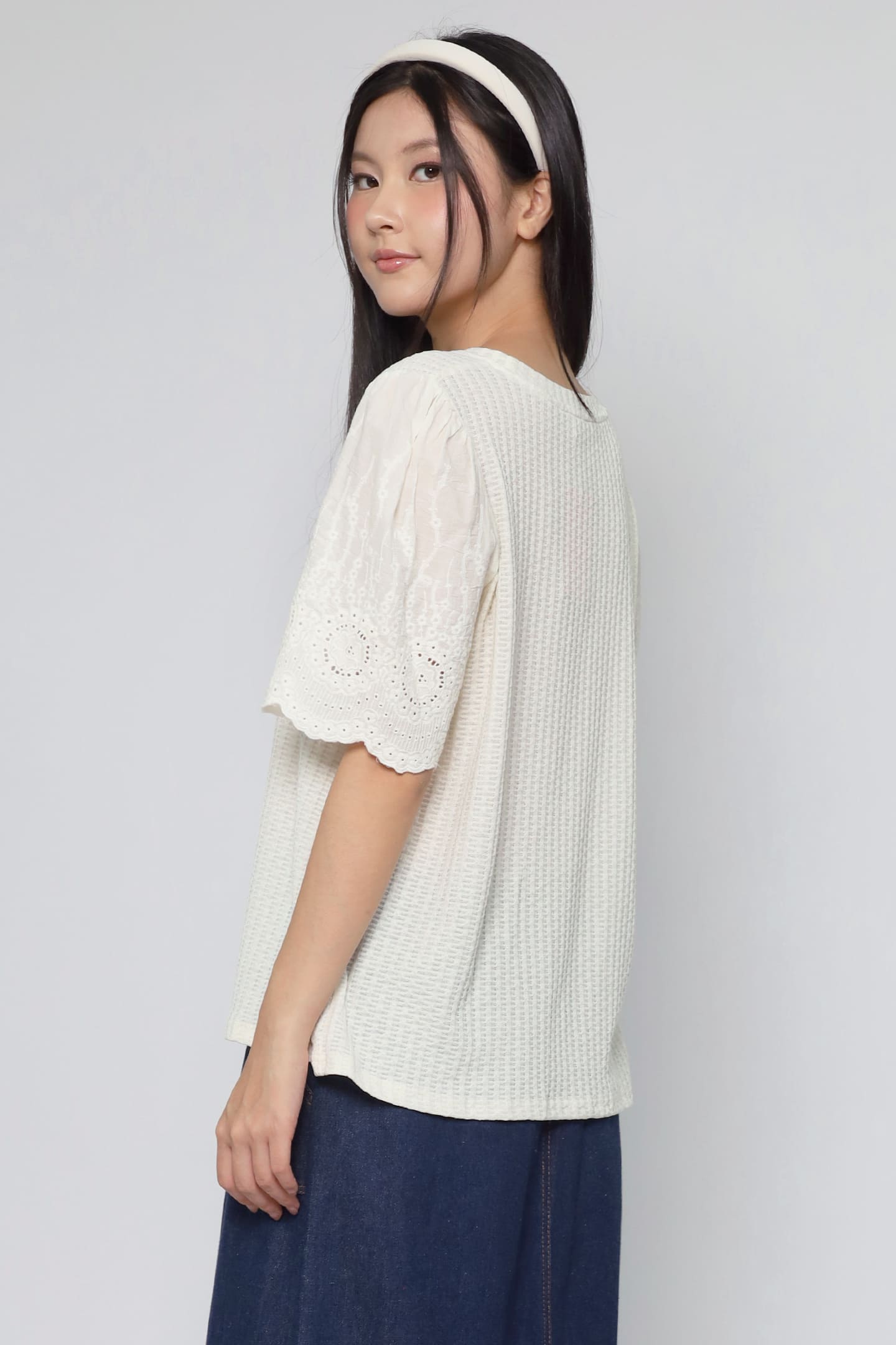 JOY - Keiko Crochet Knit Top in Vanilla