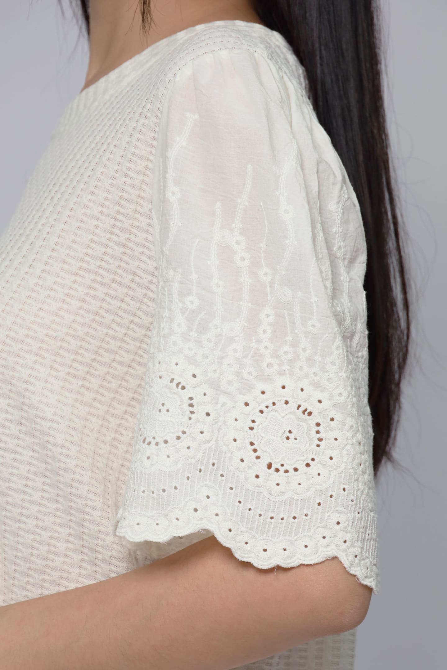 JOY - Keiko Crochet Knit Top in Vanilla