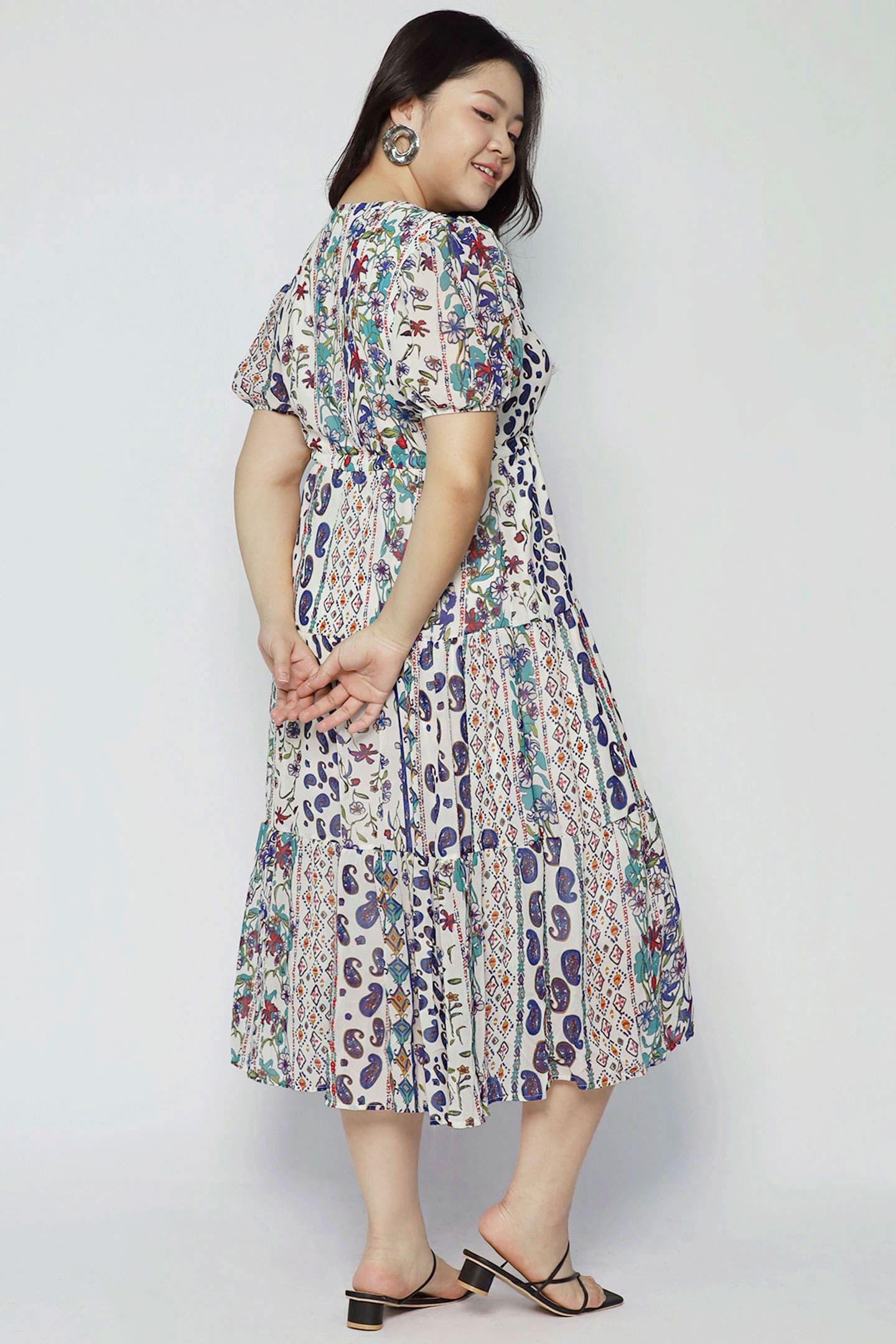 Keisha Dress in White Garden Trail