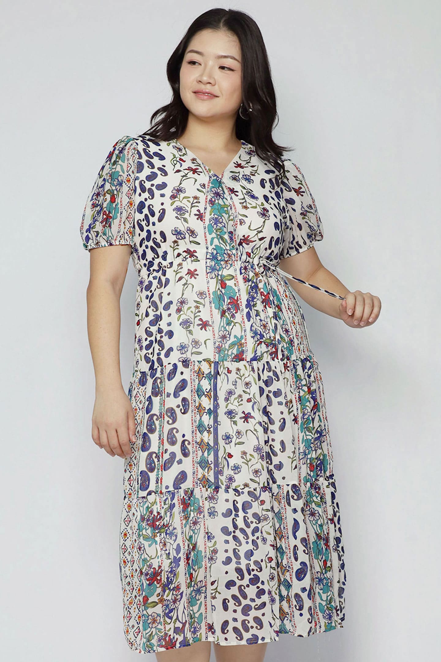 Keisha Dress in White Garden Trail