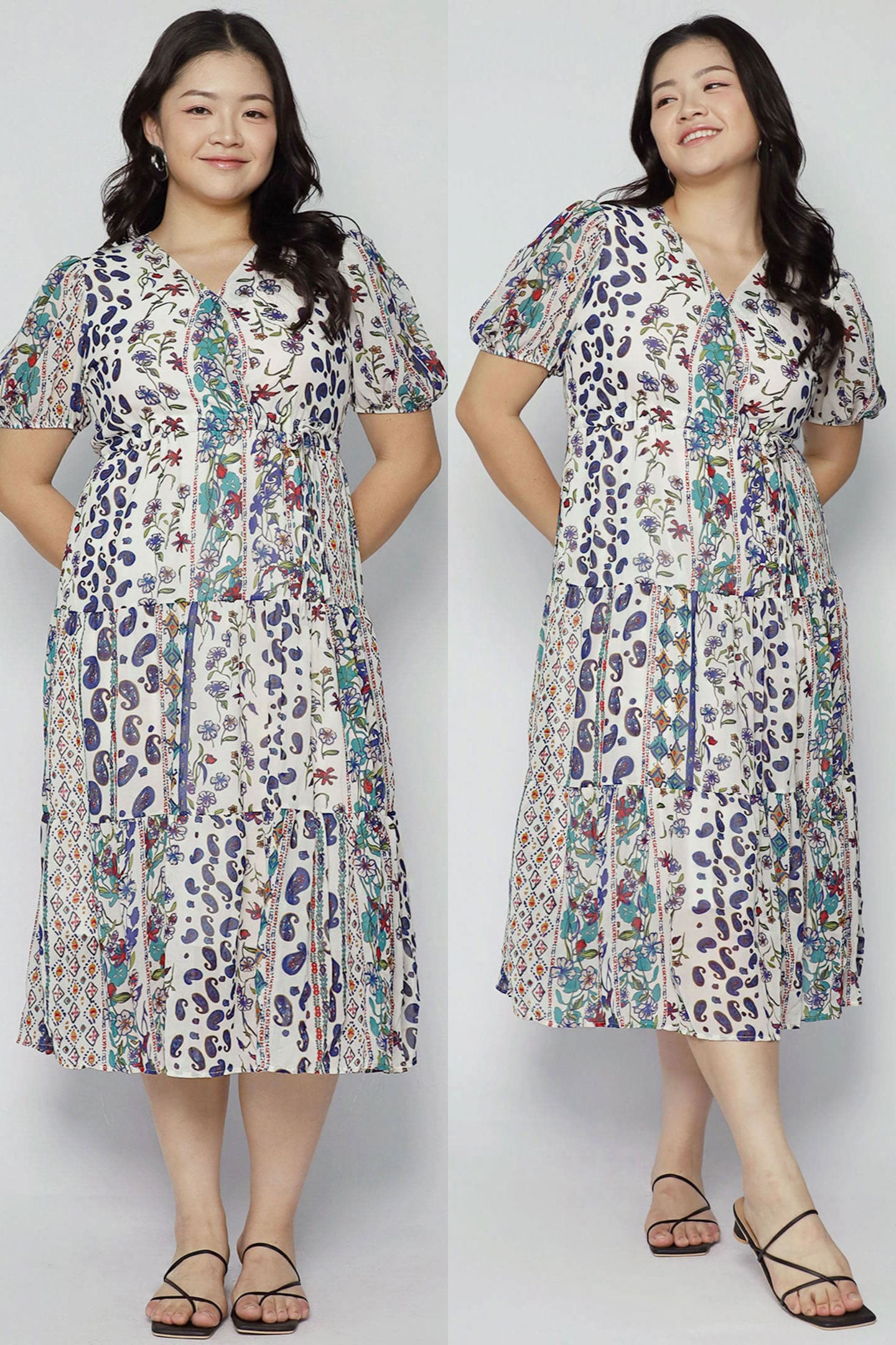 Keisha Dress in White Garden Trail
