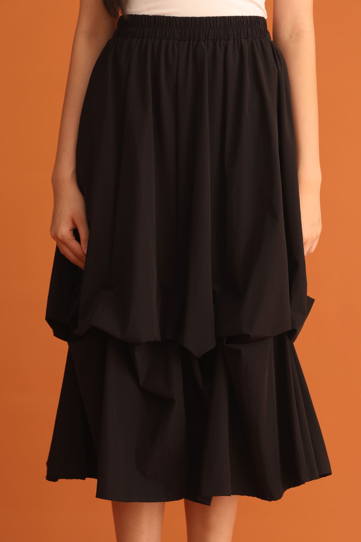 CHOSEN - Kwon Bubble Layered Skirt in Black