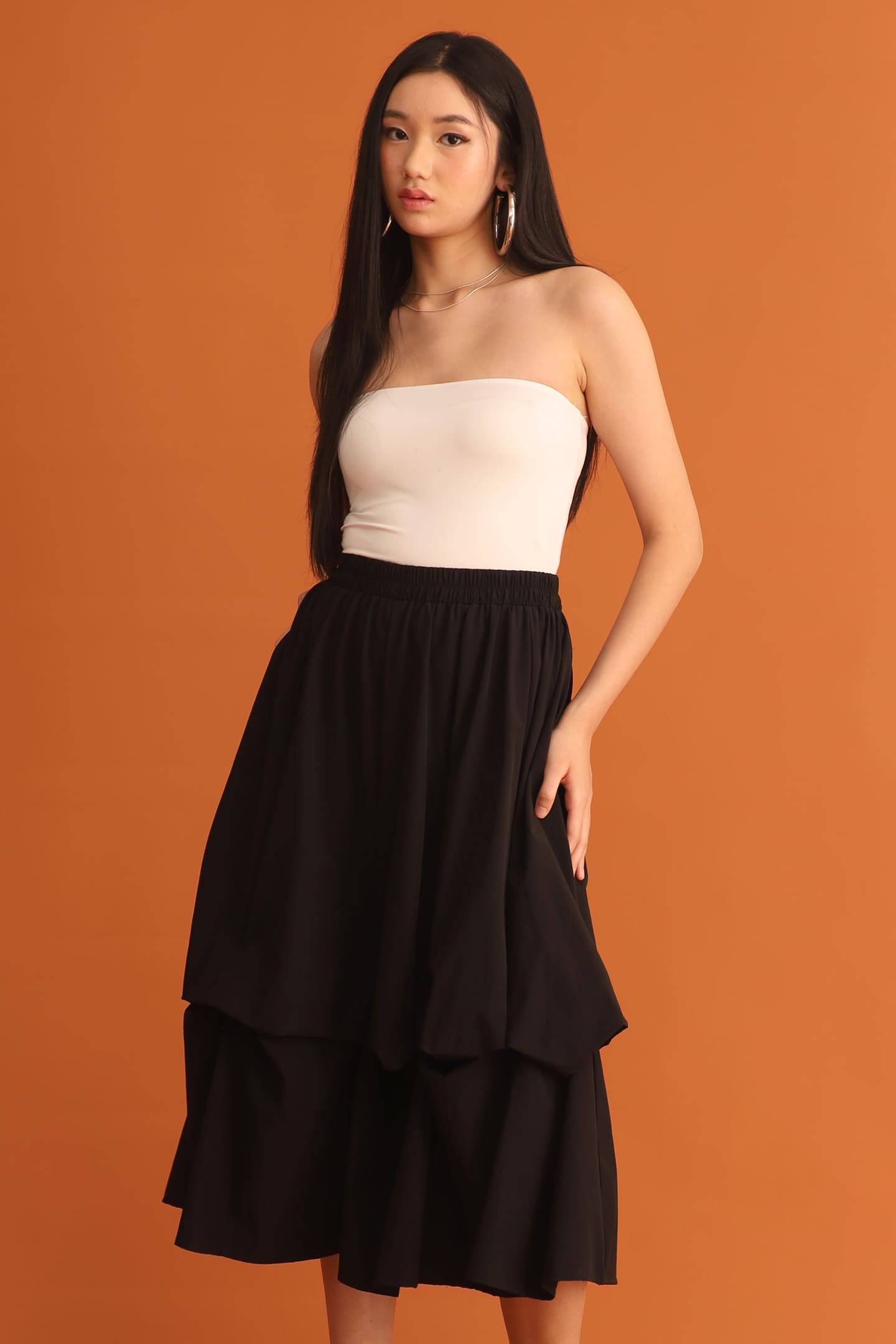 CHOSEN - Kwon Bubble Layered Skirt in Black