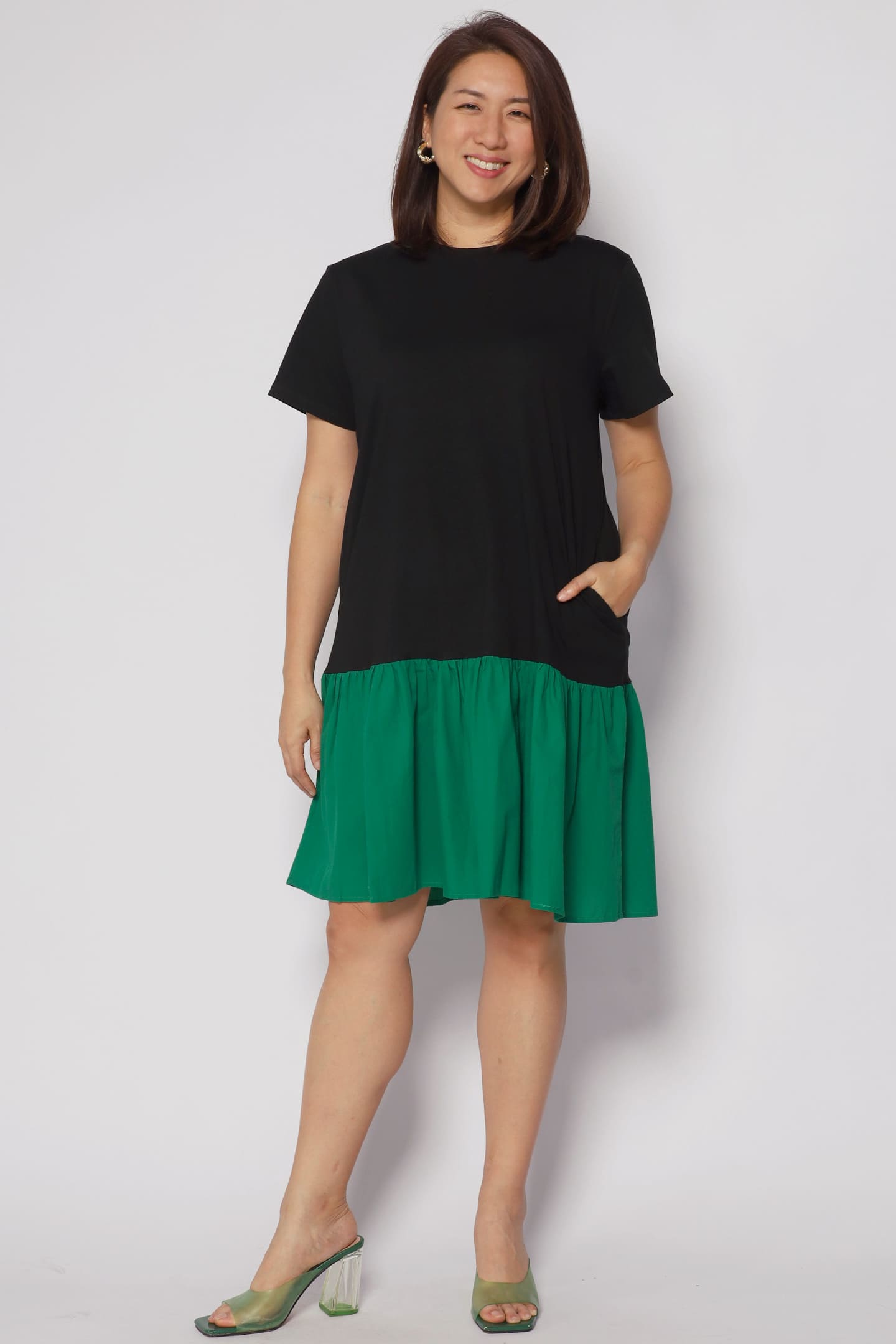 Kyong Colourblock Dress in Green