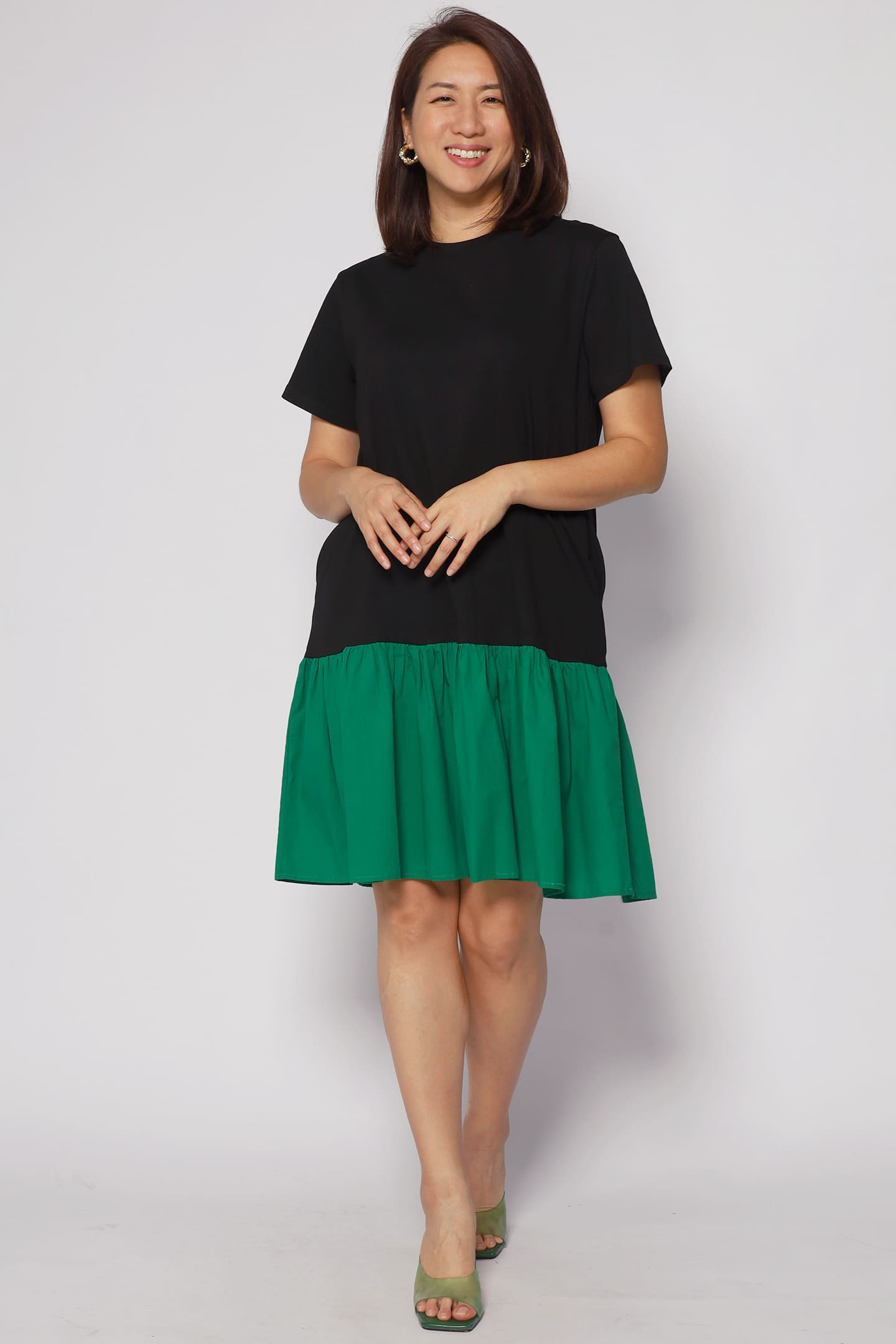 Kyong Colourblock Dress in Green