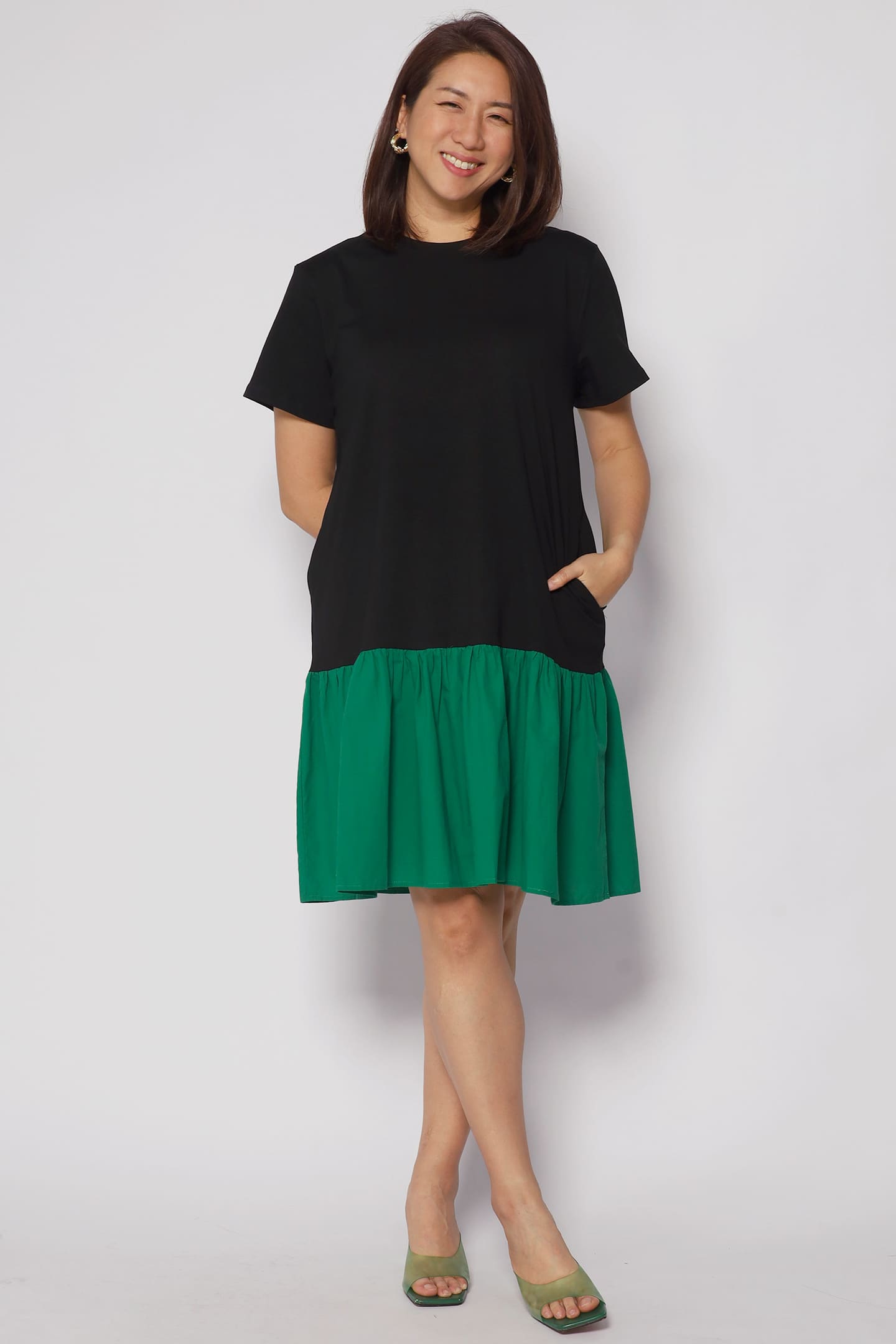 Kyong Colourblock Dress in Green