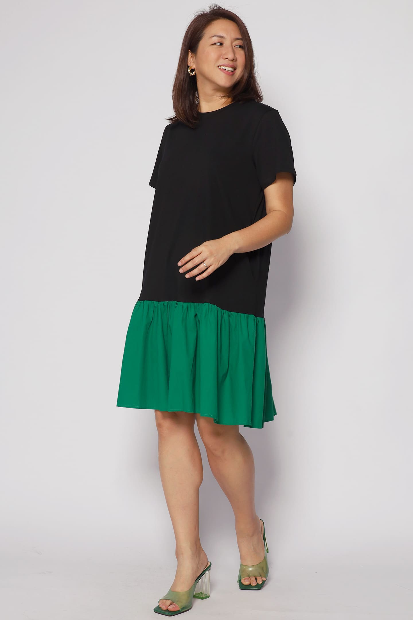 Kyong Colourblock Dress in Green