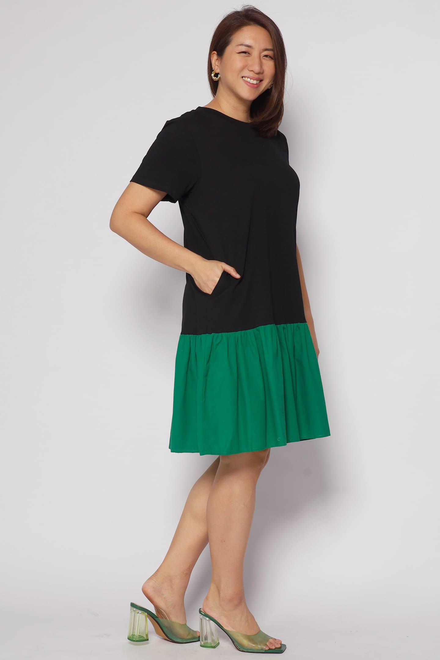 Kyong Colourblock Dress in Green