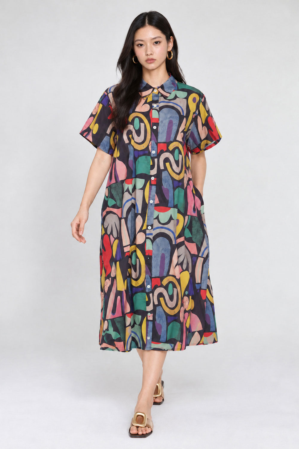 Lenu Shirt Dress in Picasso Abstract