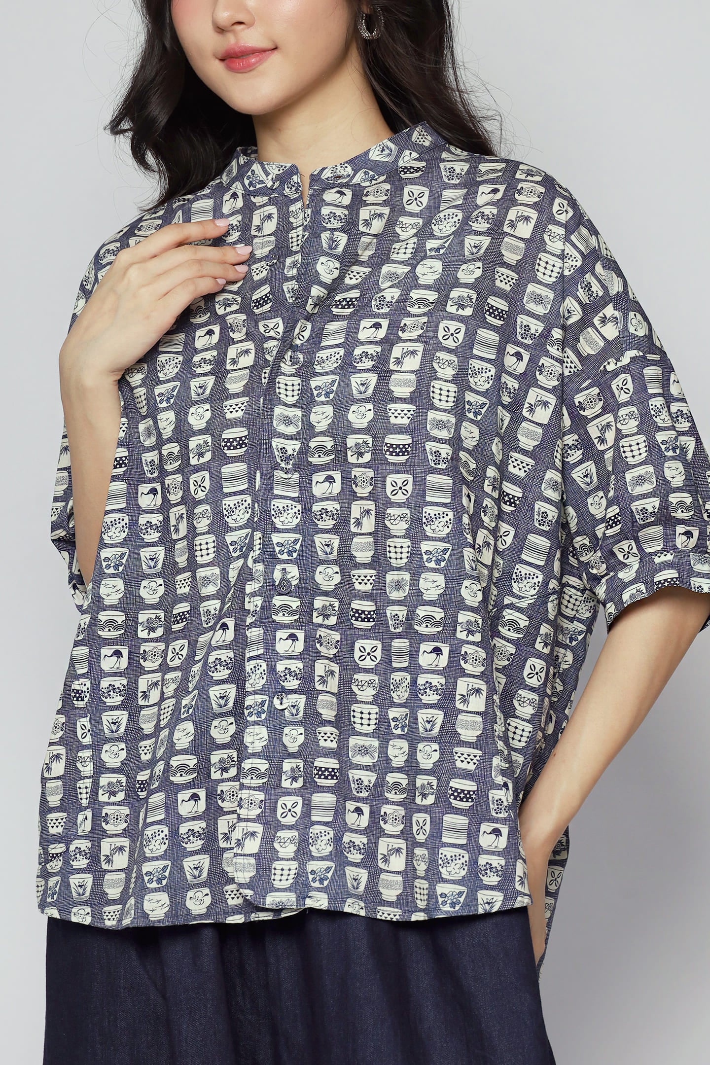 Liam Top in Blue Porcelain