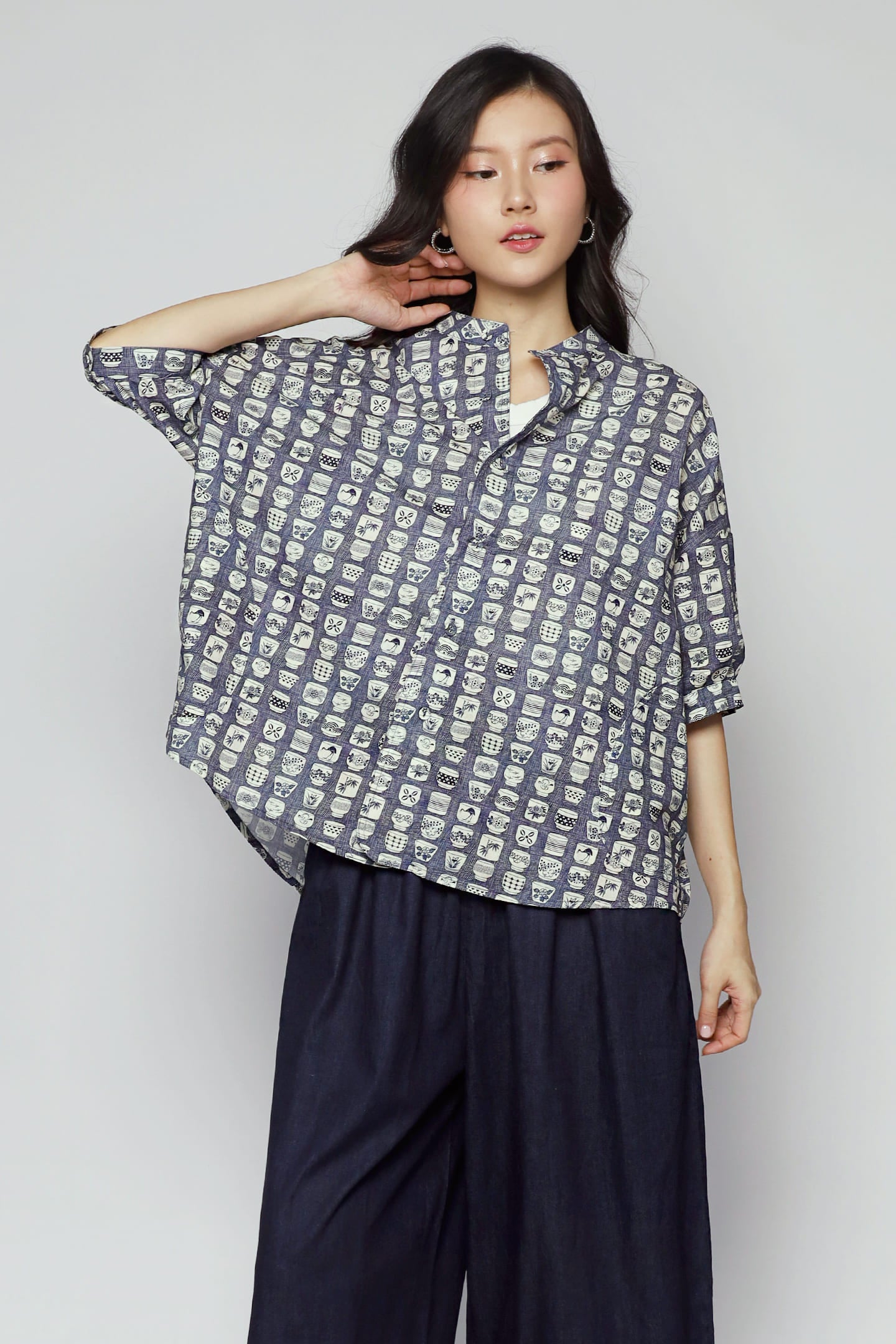 Liam Top in Blue Porcelain