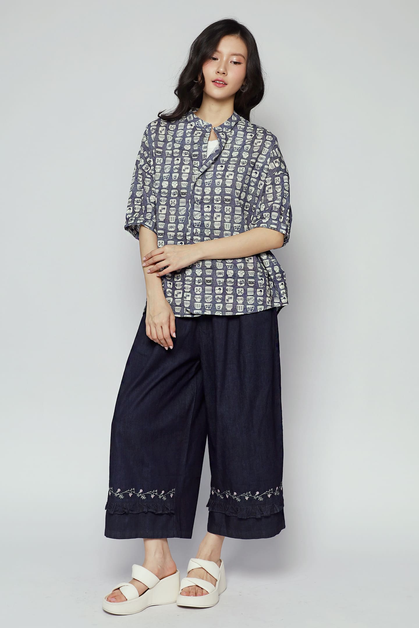 Liam Top in Blue Porcelain