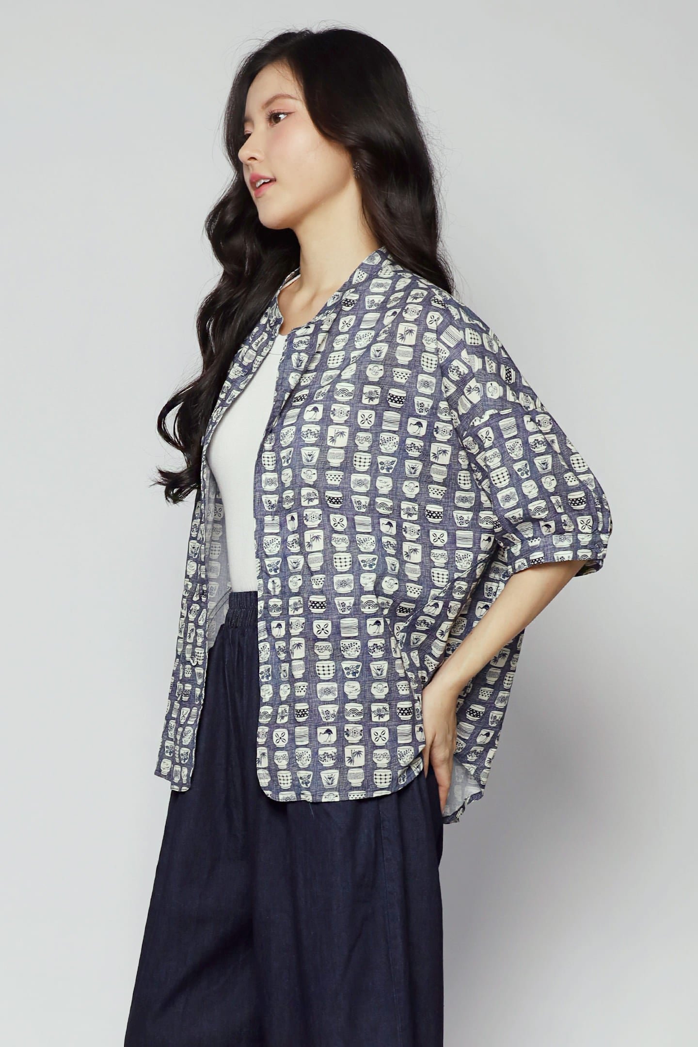 Liam Top in Blue Porcelain