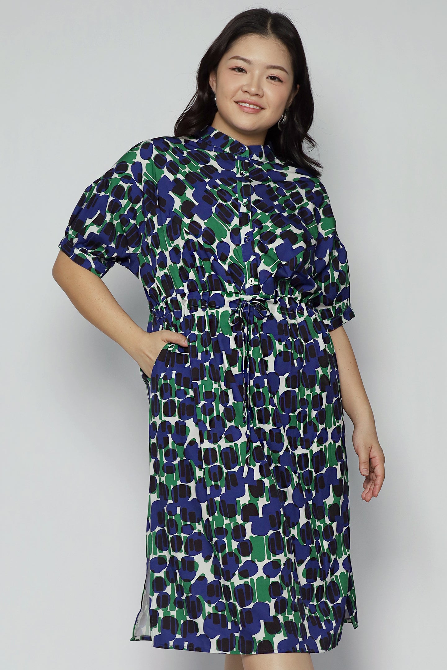 Linda Dress in Indigo Mosaic