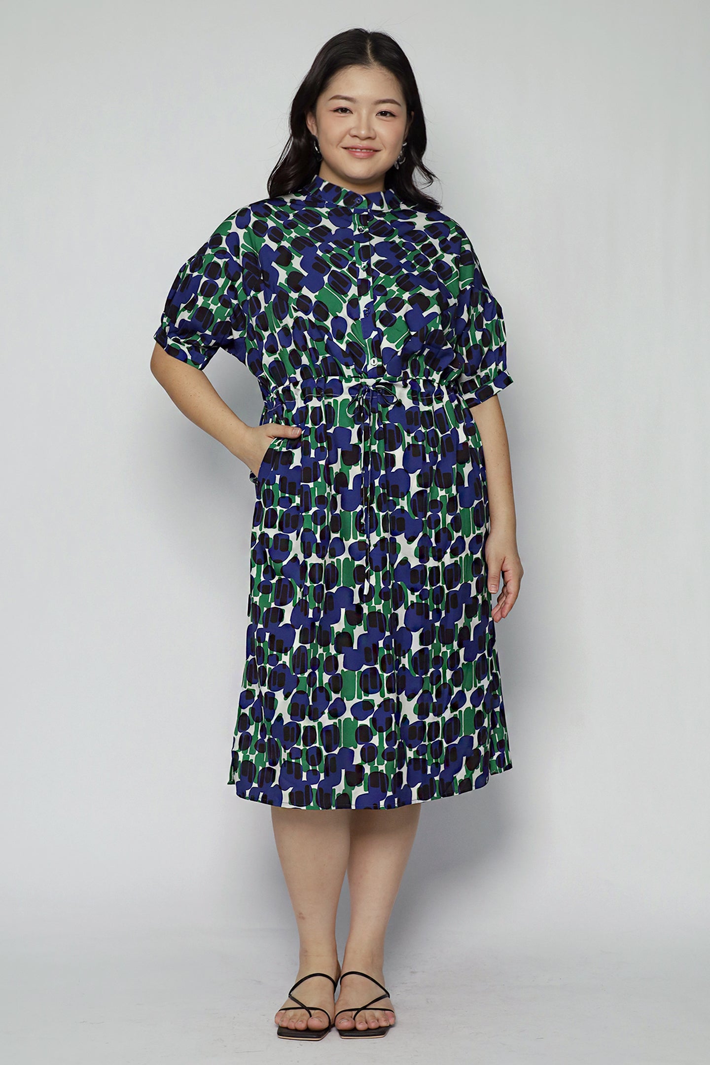 Linda Dress in Indigo Mosaic