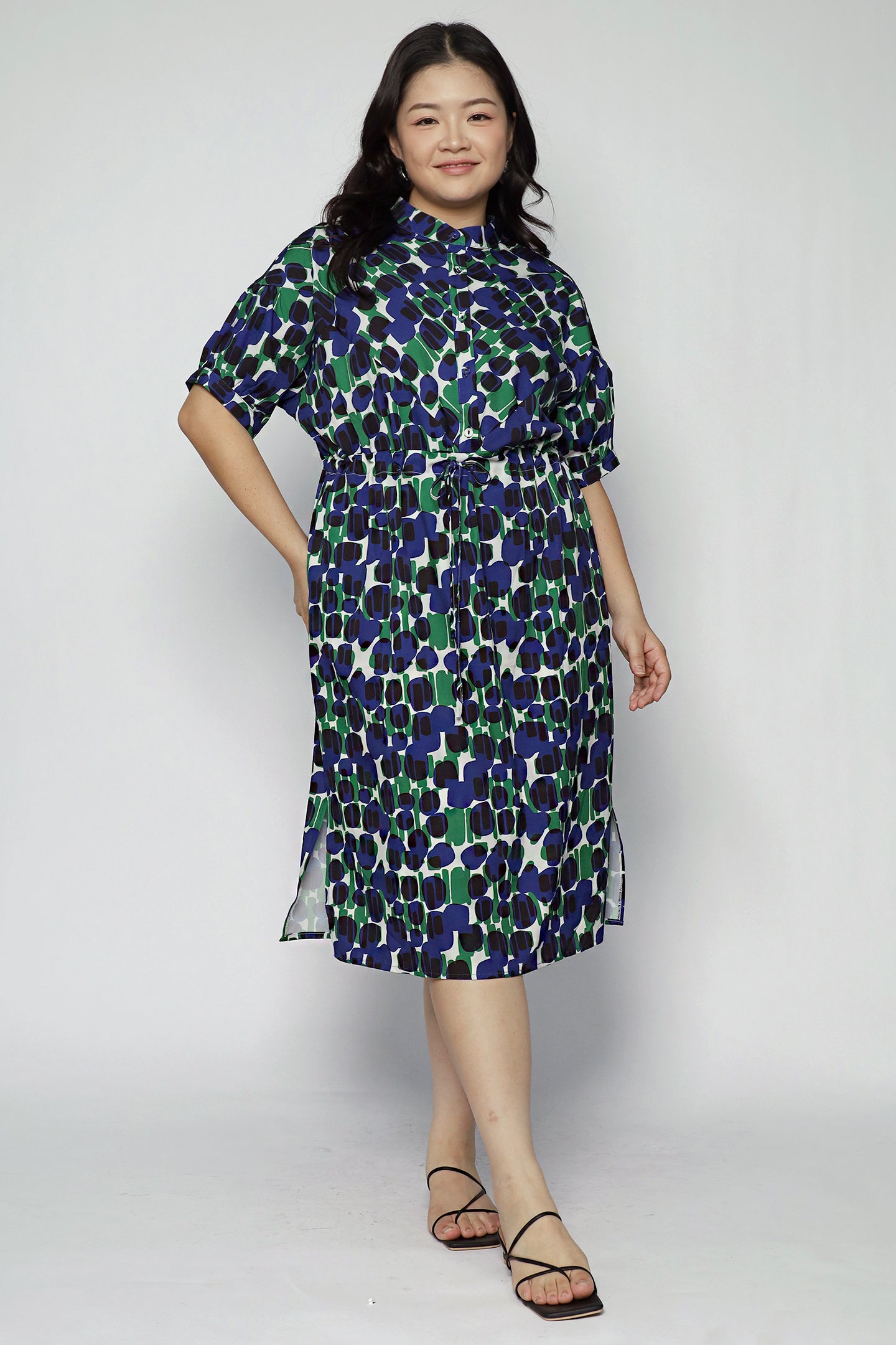 Linda Dress in Indigo Mosaic