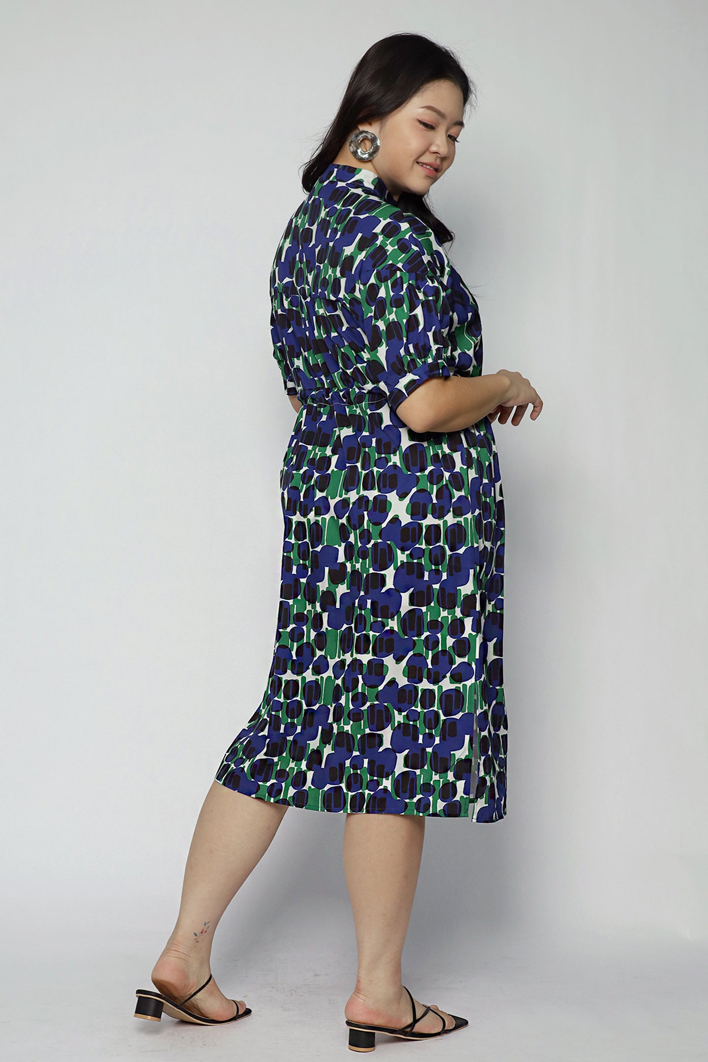 Linda Dress in Indigo Mosaic