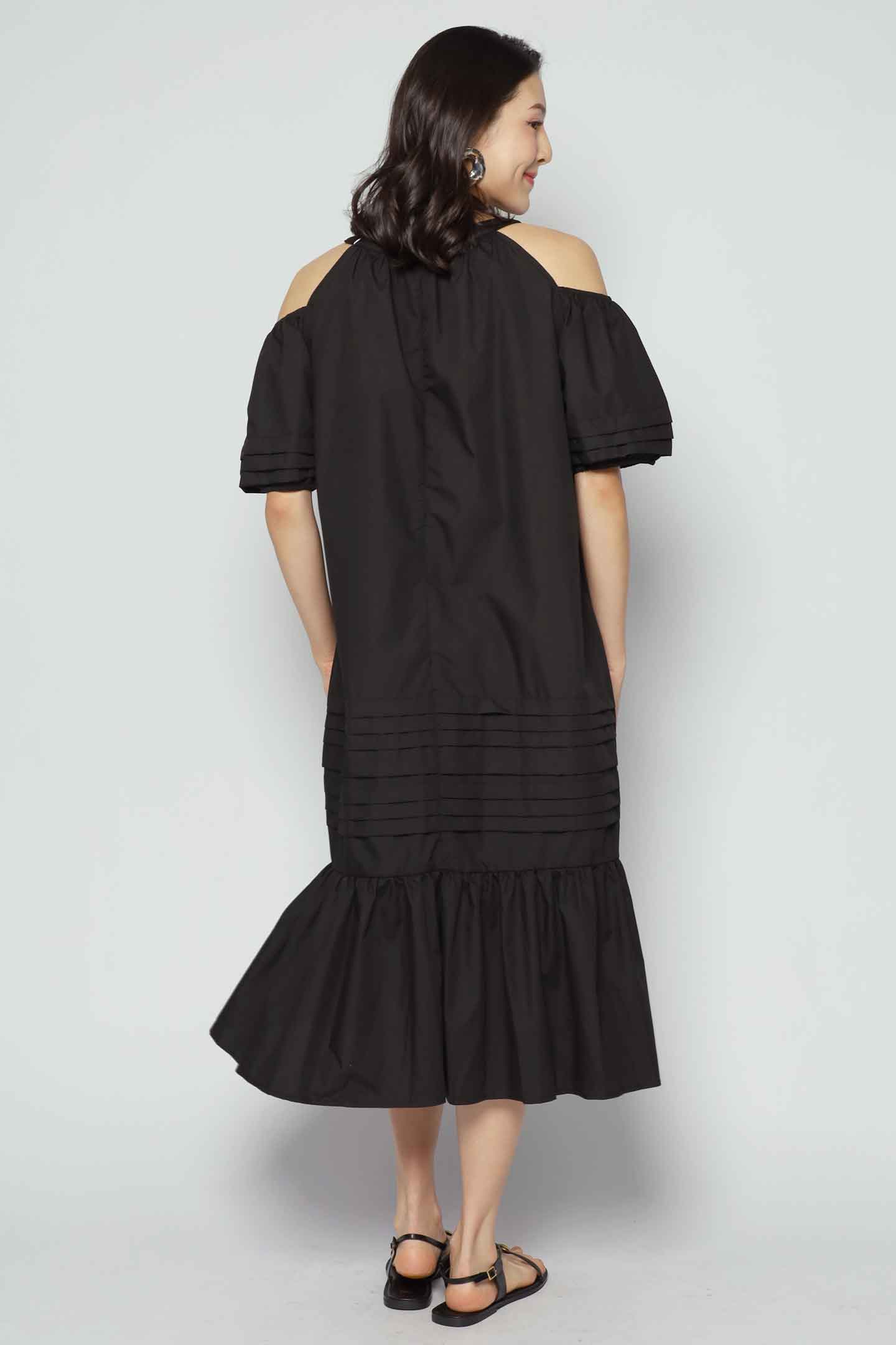 Lindsey Cold Shoulder Dress in Black