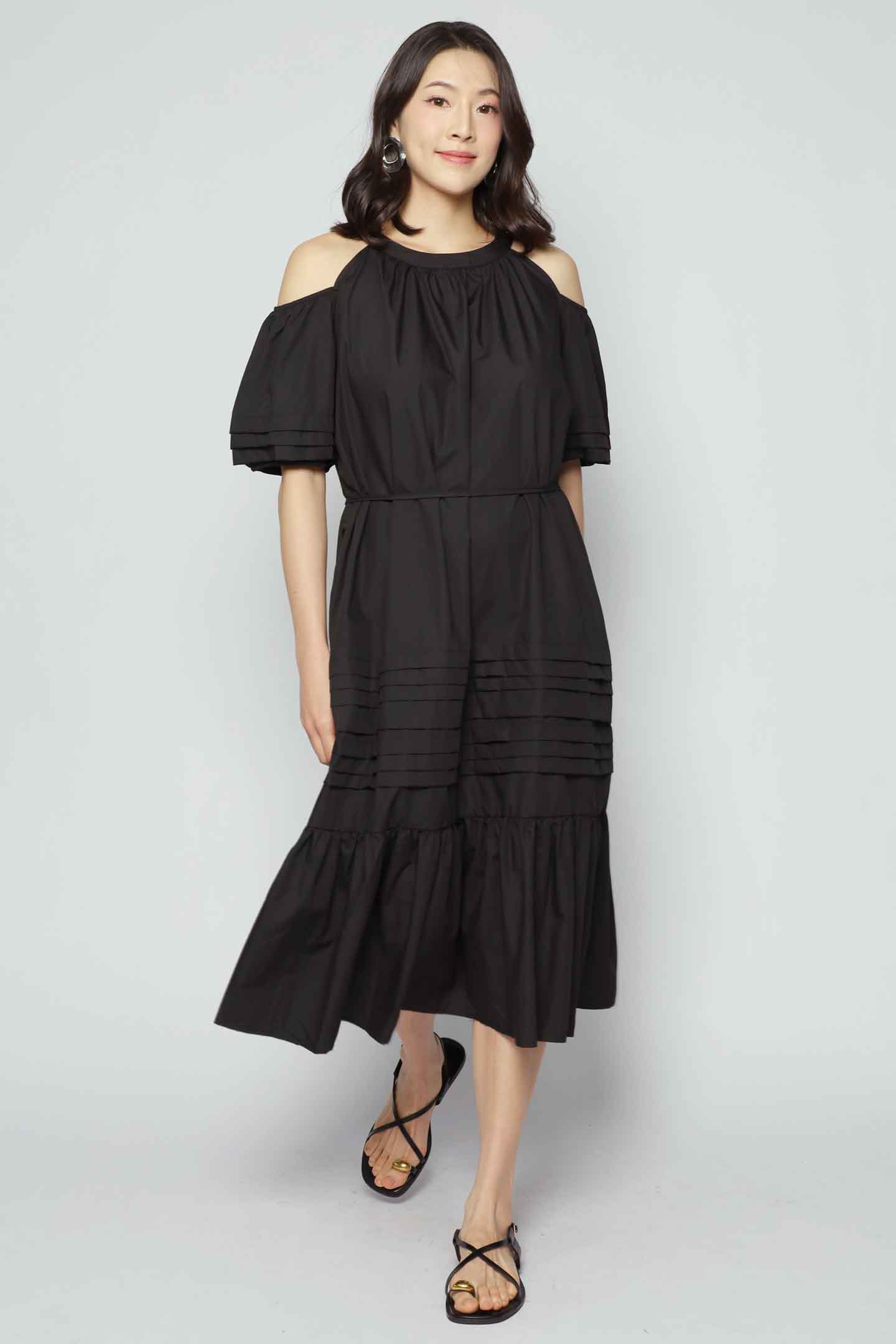 Lindsey Cold Shoulder Dress in Black