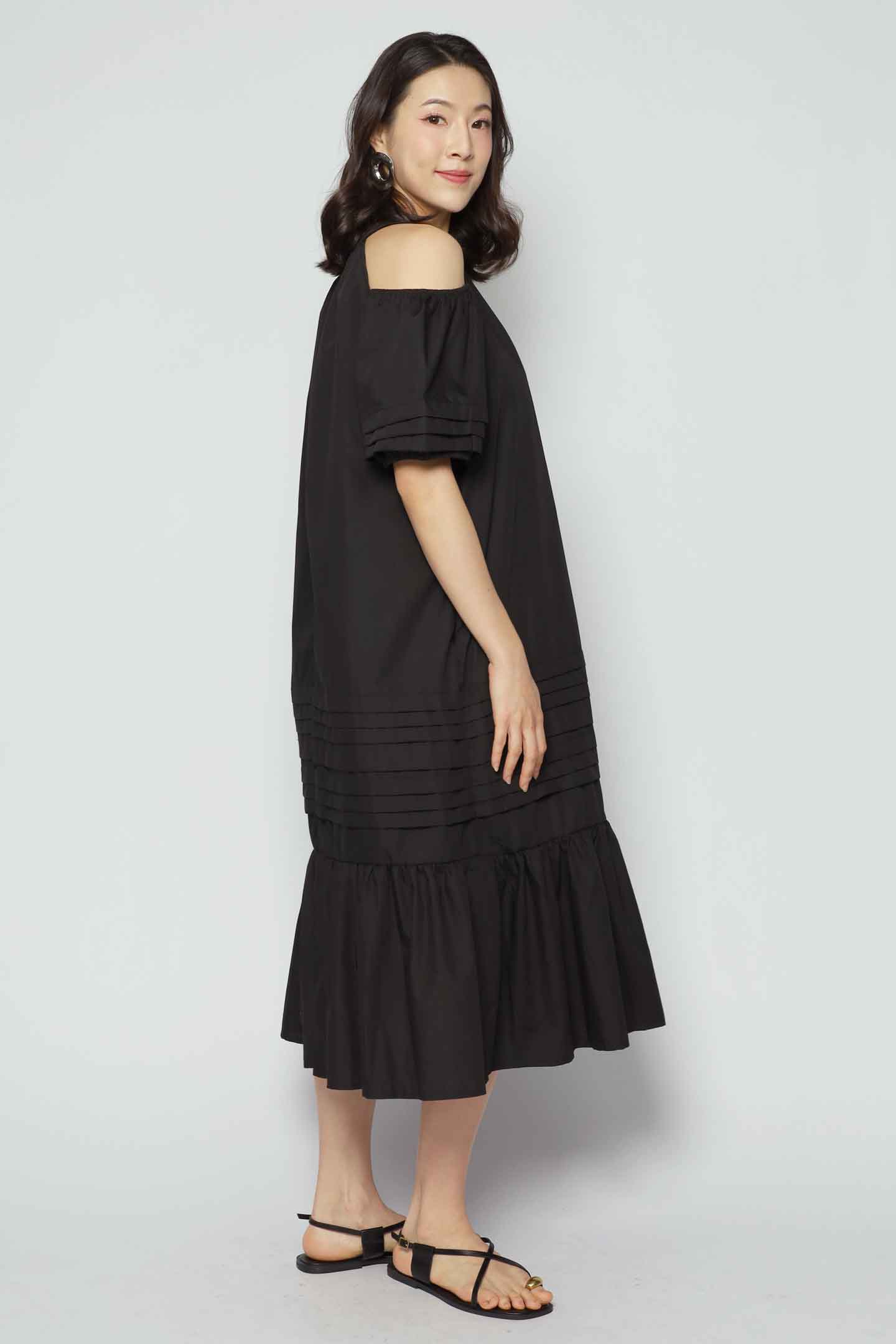 Lindsey Cold Shoulder Dress in Black