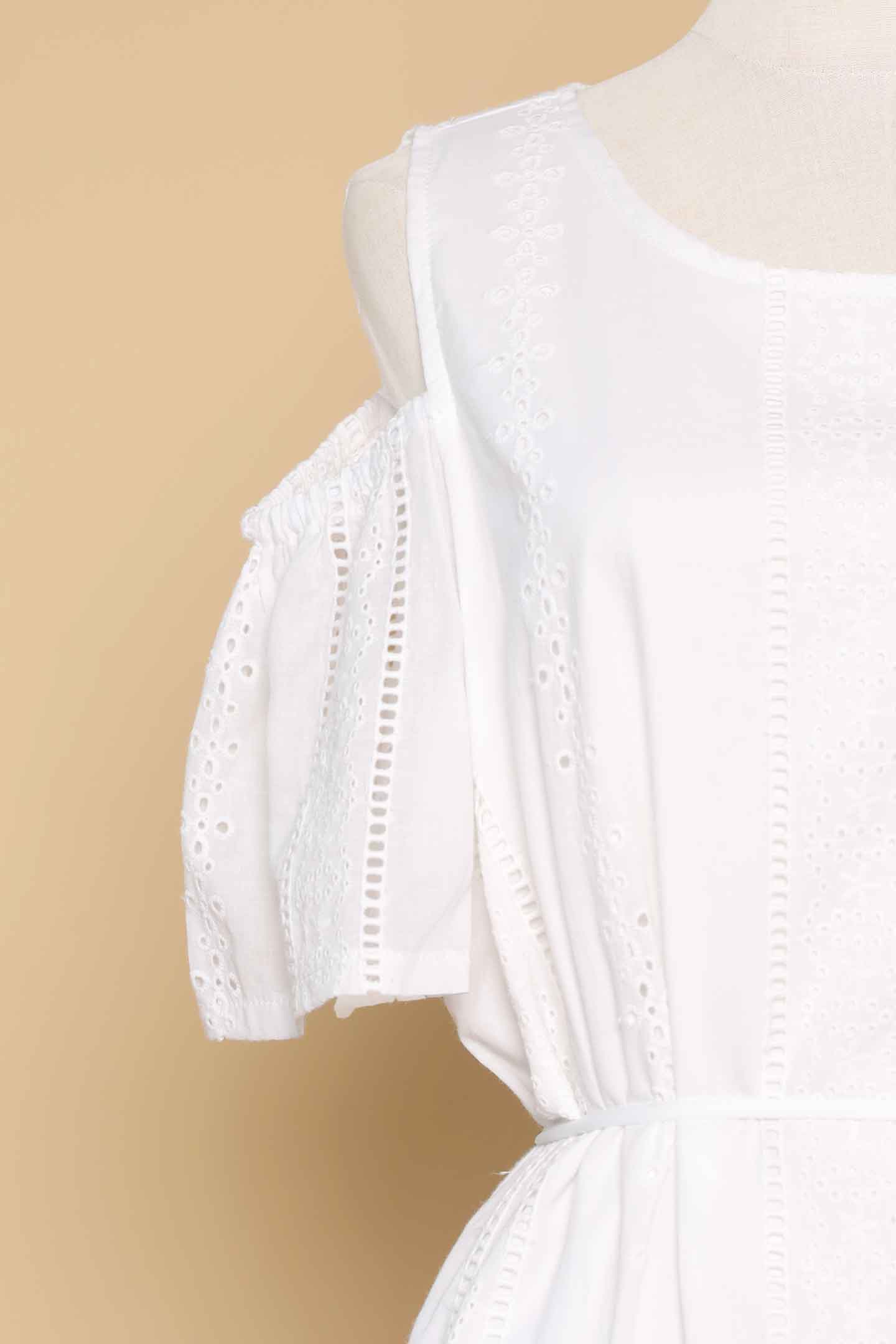 PO - Mary Jane Cold Shoulder Dress in White Crochet