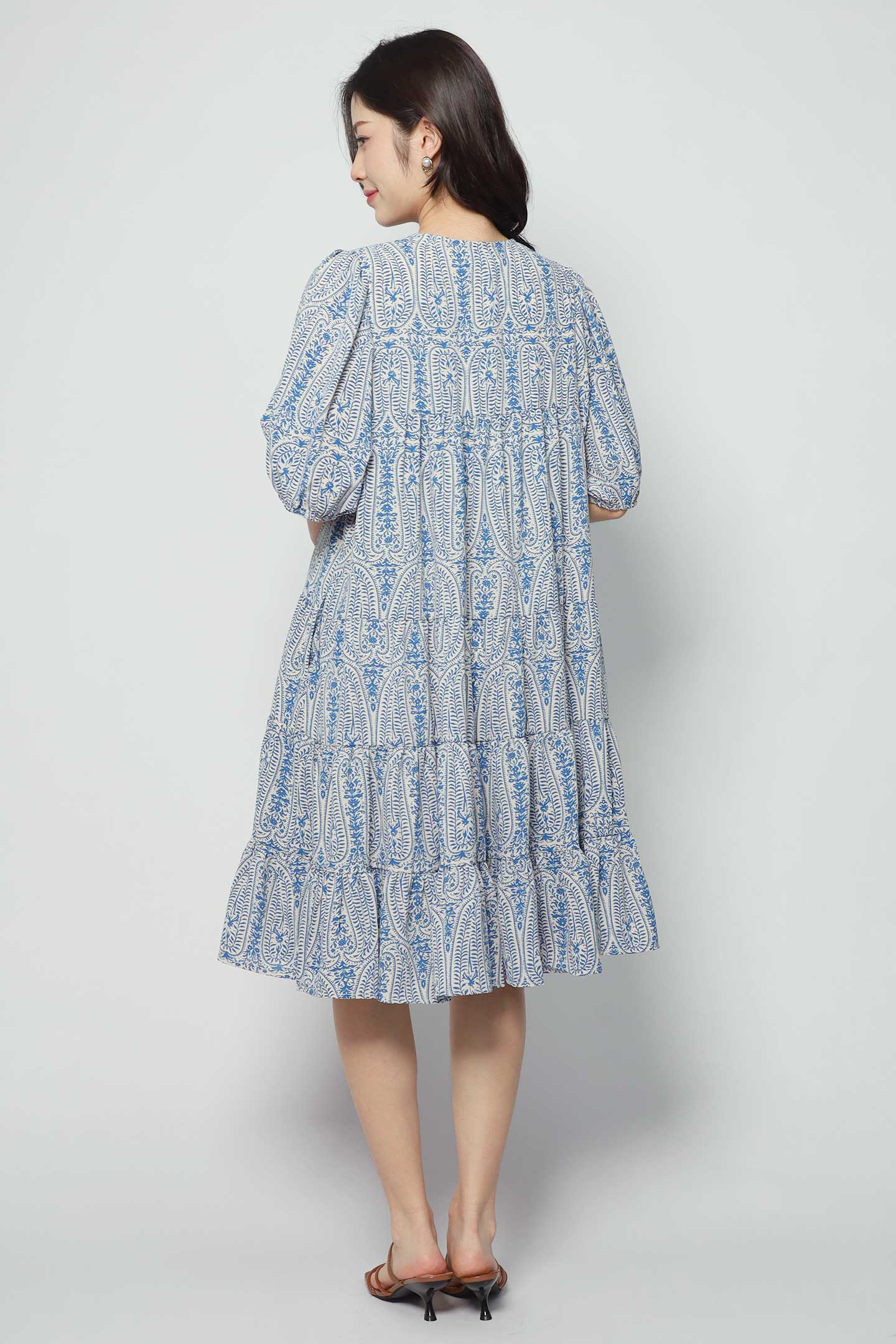 Melbourne Dress in Blue Paisley