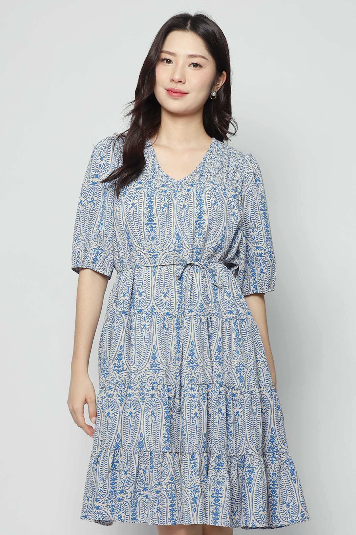 Melbourne Dress in Blue Paisley
