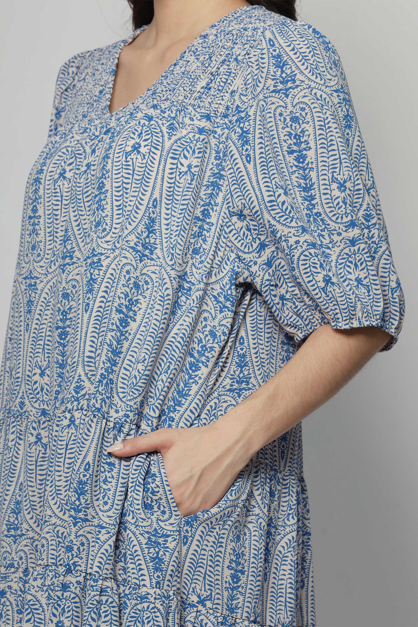 Melbourne Dress in Blue Paisley