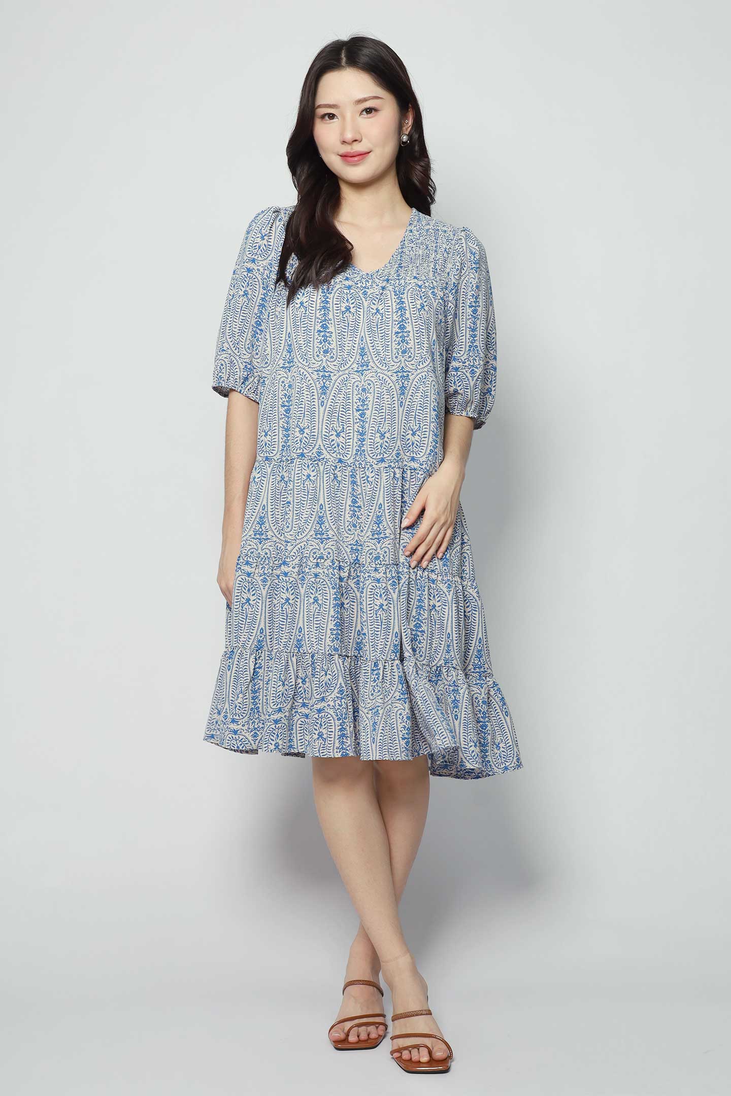 Melbourne Dress in Blue Paisley