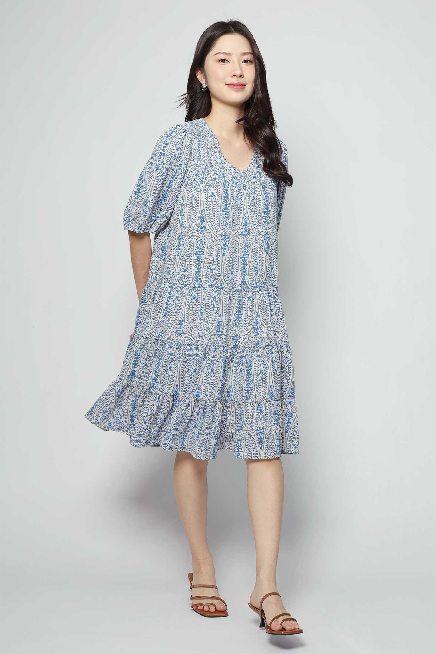 Melbourne Dress in Blue Paisley
