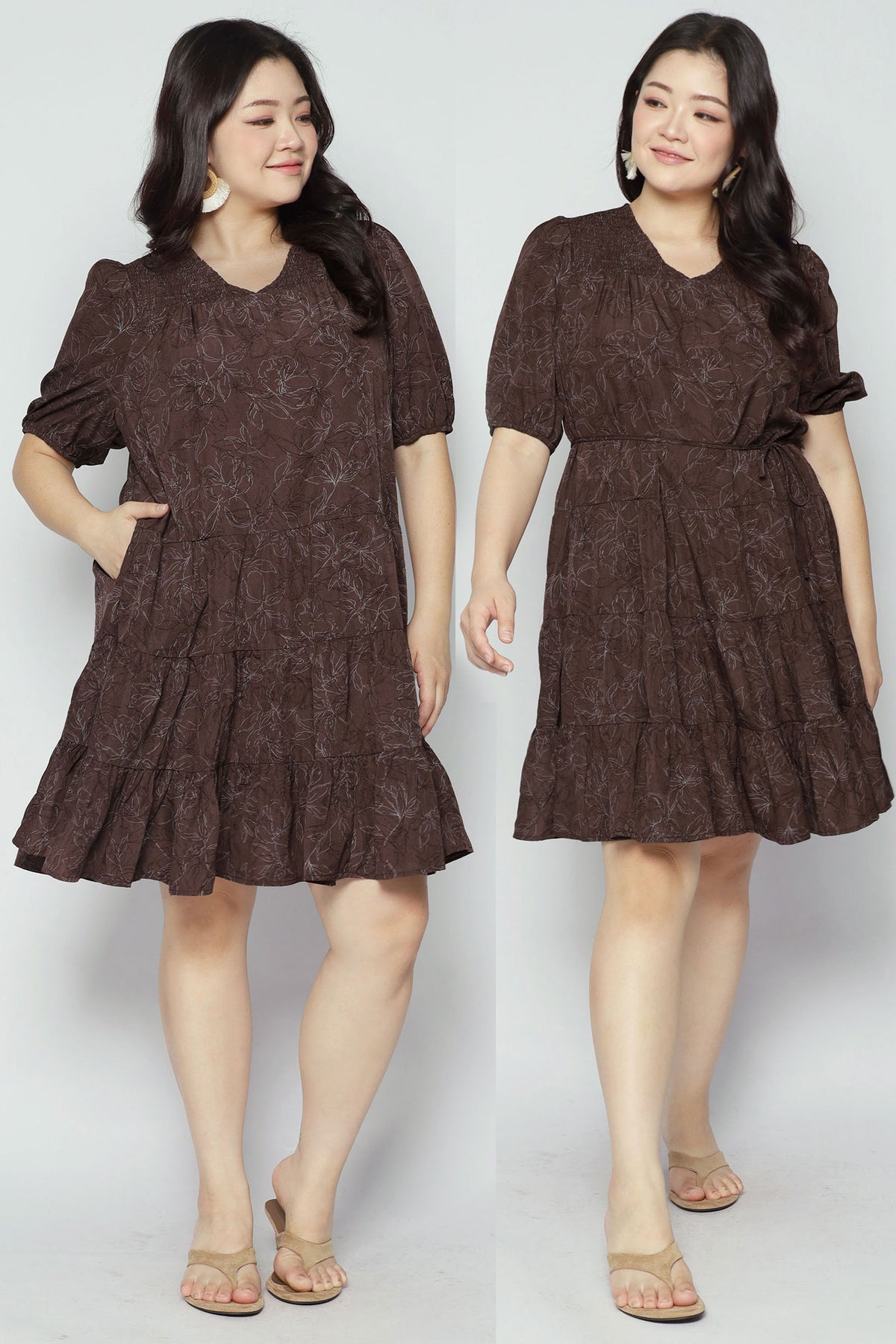 Melbourne Dress in Chestnut Botanical